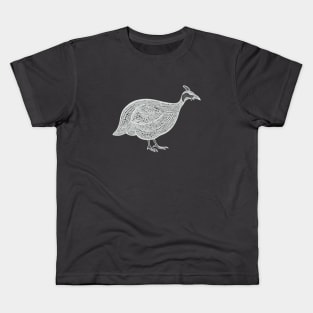 Guinea Fowl Ink Art - on dark colors Kids T-Shirt